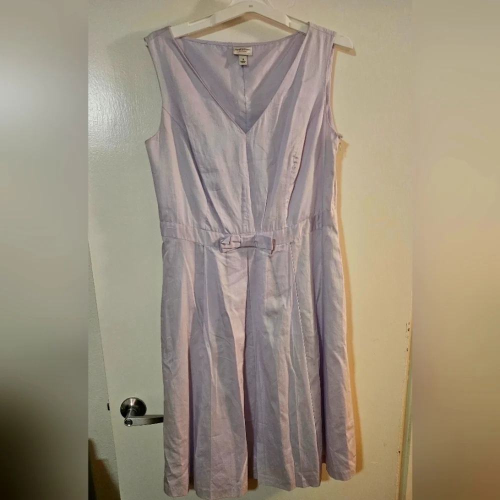 Isaac Mizrahi Purple Pleated Tie Front Midi Dress, Chest21, Belt 18 and Long43 - Picture 2 of 5